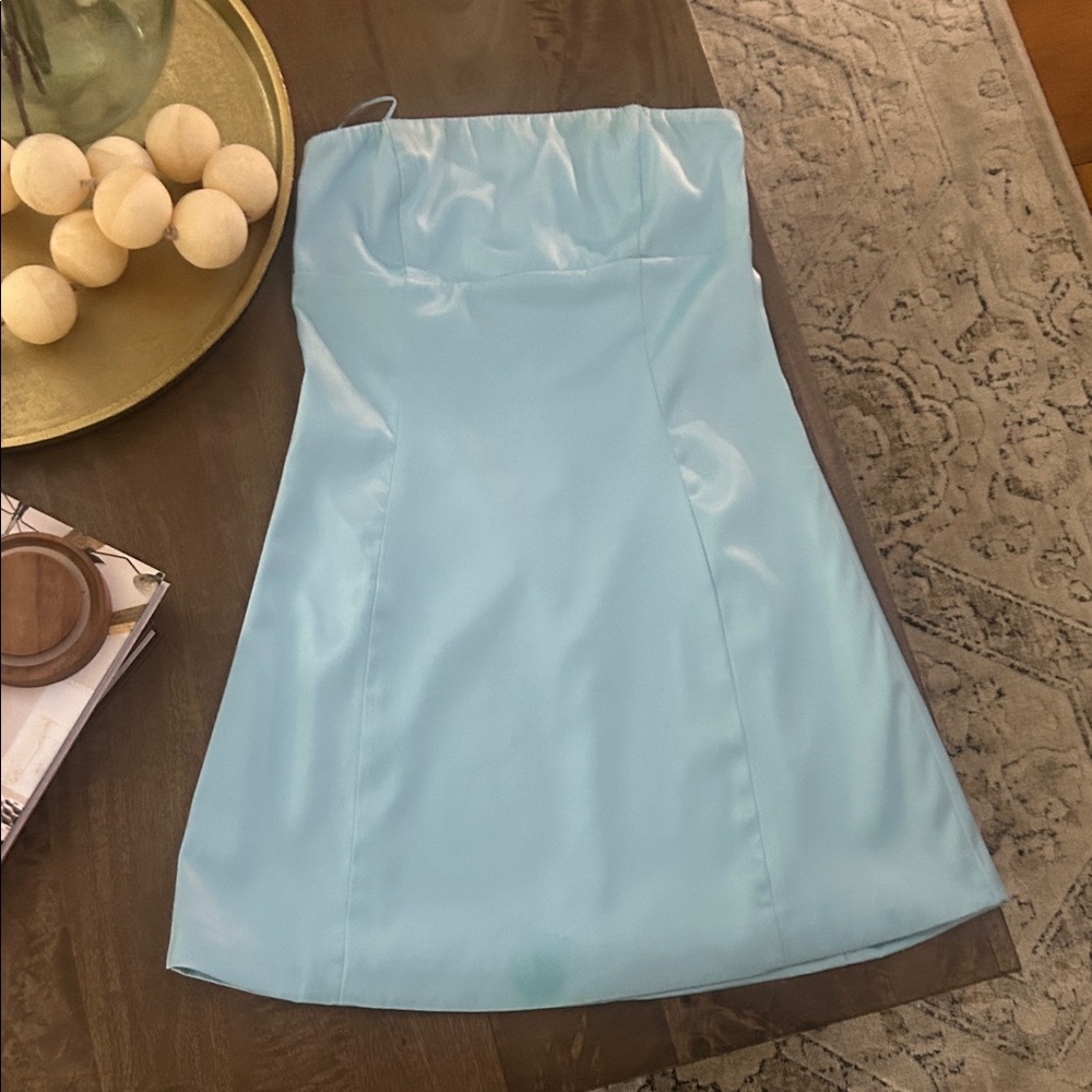 Cotton Candy Light Blue Strapless Dress